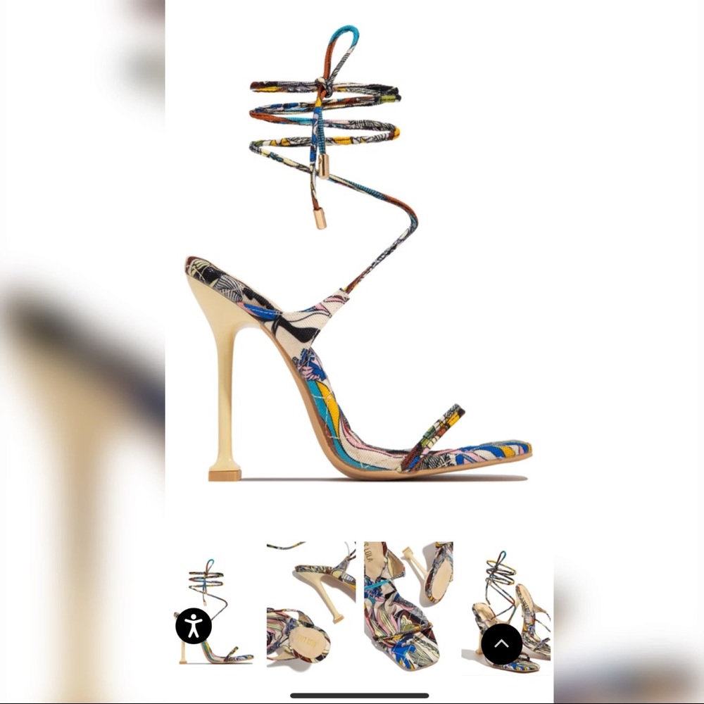 Multi Colored Lace Up heels